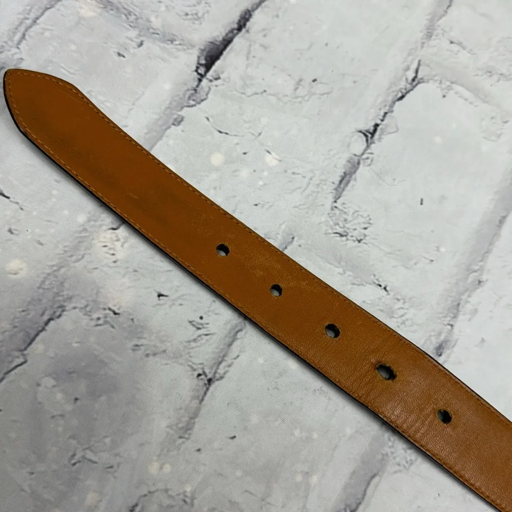Polo Ralph Lauren Genuine Leather Belt Black with Brass Buckle Horse Logo